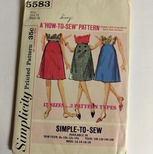 Vintage Simplicity Sewing Pattern 5583 Misses' & Juniors Midi Skirts Size 14